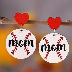NWT Baseball Shaped Mom Earrings